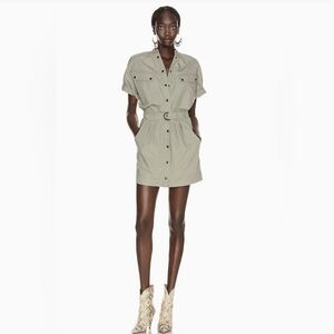 Isabel Marant Etoile Zolina Belted Dress Green 12 NWOT